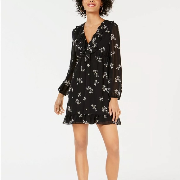 Bar III Dresses & Skirts - NWT Bar III• Black Floral Ruffle Dress